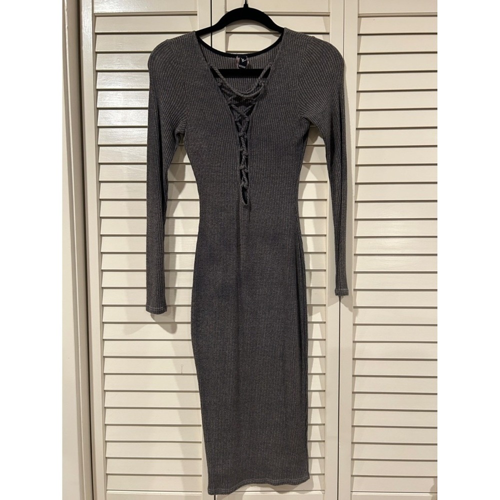 Windsor Dark Gray Knit Bodycon Dress Small